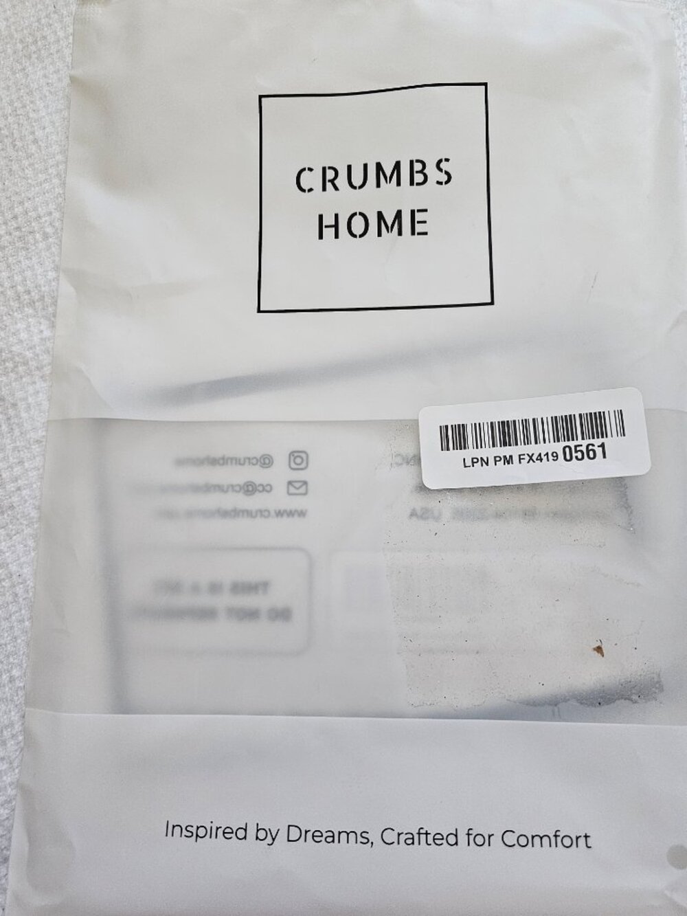 Crumbs Modern Farmhouse throw pillow  20x20 Ivory cream